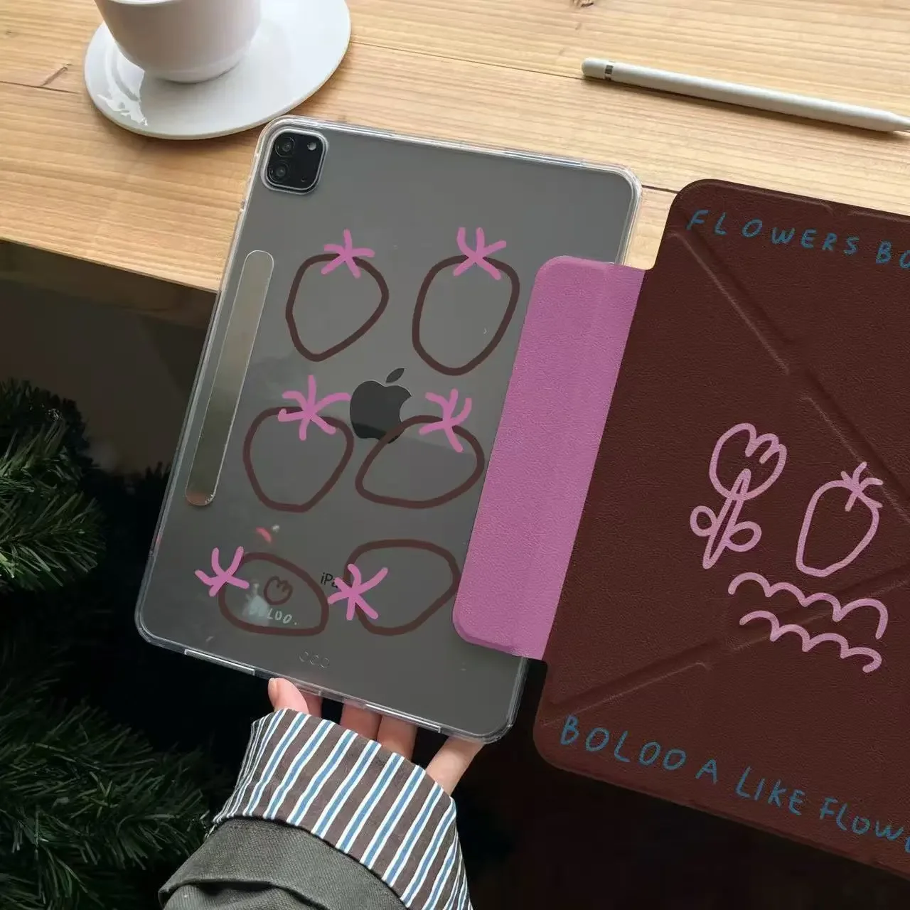 Simple Lines Cartoon Flowers Radish Cute For iPad Case iPad 10 9 8 7 2025 Air 5 4 3 2 Pro 11 Mini Shockproof Protective Cover