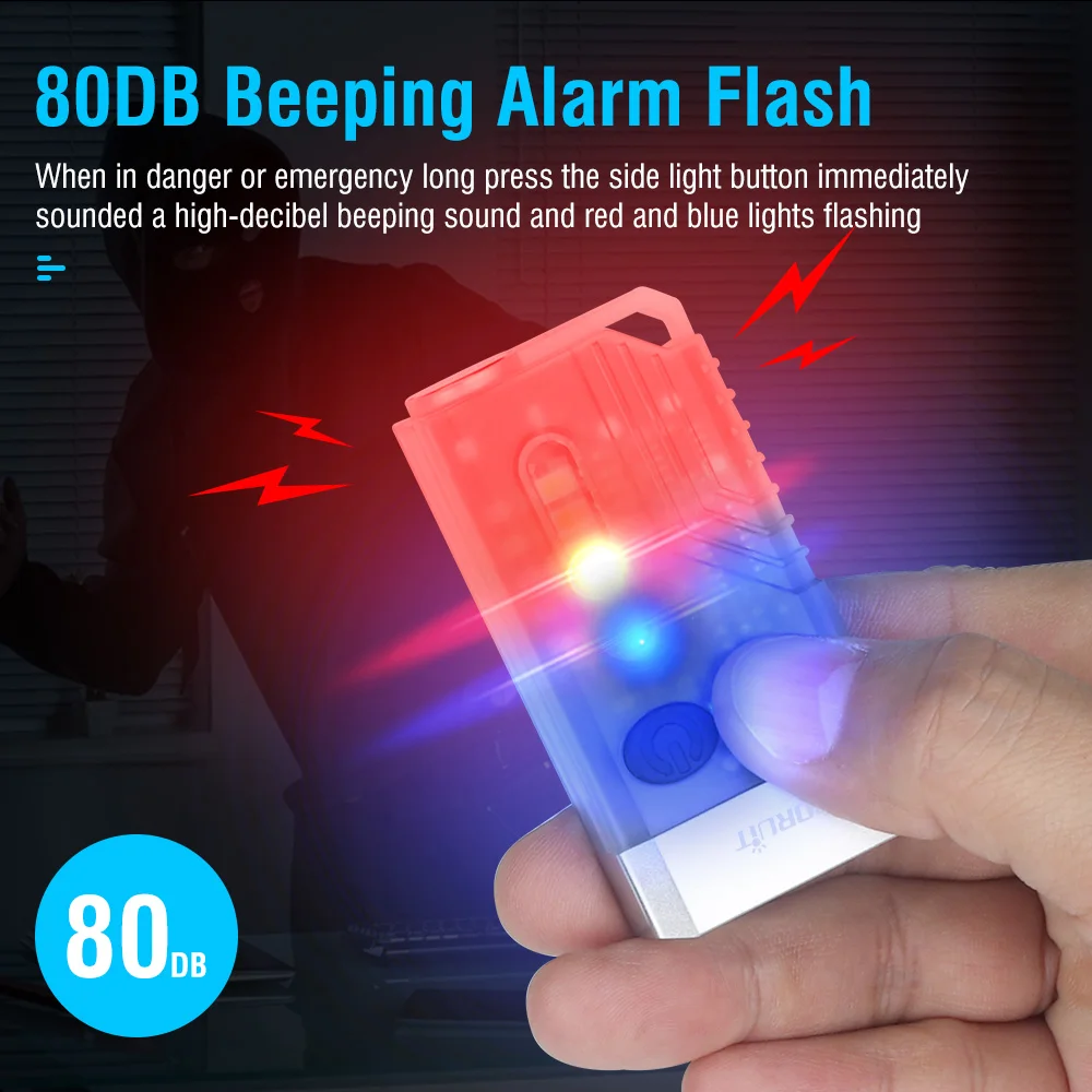 BORUiT V10 LED Keychain EDC Flashlight Type-C Rechargeable Fluorescence Torch Work Light Magnet Buzzer 365nm UV Pocket Lantern