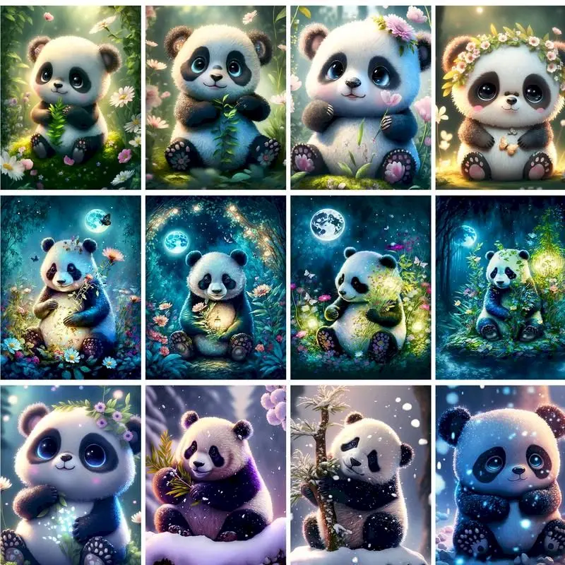

GATYZTORY Animal Diamond Painting Panda Full Square Round Mosaic New Collection 5D DIY Home Decorative Rhinestone Pictures