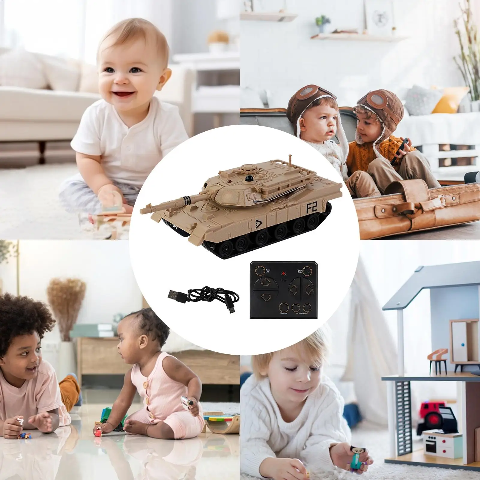 รถถังบังคับวิทยุสำหรับผู้ใหญ่ 2.4Ghz ของเล่นรถถังแบบชาร์จไฟได้ พร้อมการหมุนได้ 360 องศา สำหรับการแข่งรถแบบมืออาชีพ เล่นกลางแจ้งสำหรับเด็ก