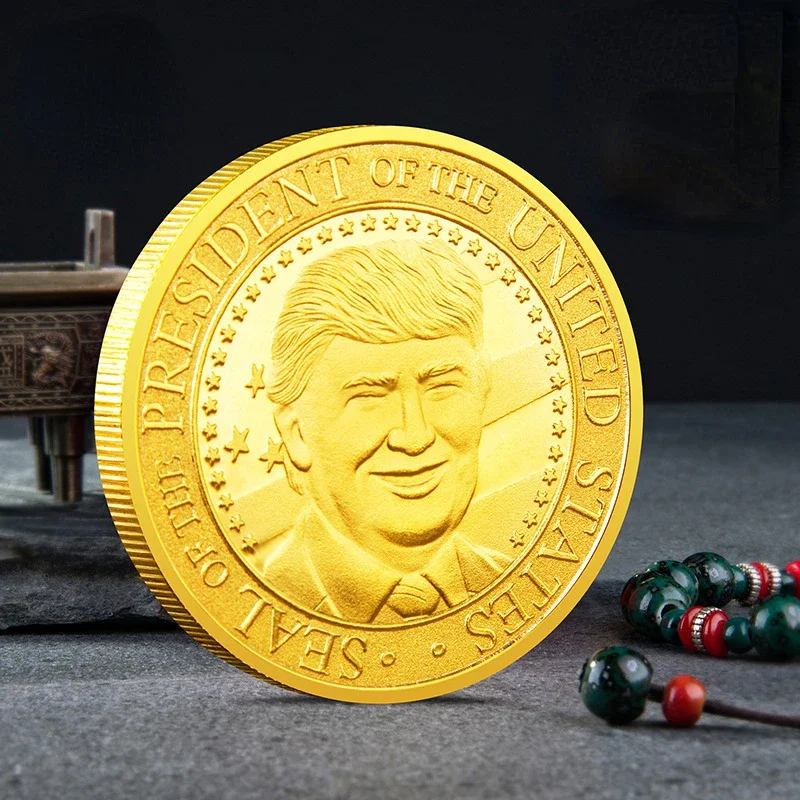 The United States 45th President of Donald Trump Collectible Coin Golden Plated Souvenir Commemorative Medal Lucky Coin