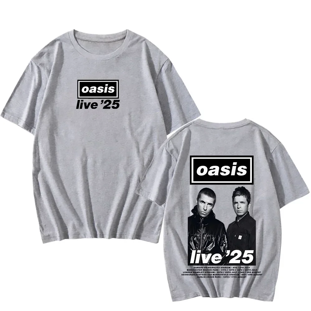 2025 OasissBand Tour T-shirts Fan Gifts Two Sides  Classic T-Shirt Men\'s Women Cotton Tee-shirt Short Sleeves O-neck Tees Tops