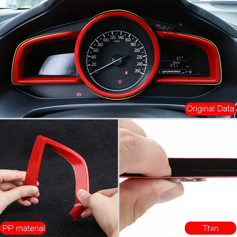 Dashboard Interior Instrument Frame Fuel Gauge Display Cover Decoration Trim Sticker for Mazda 3 Axela BM Accessories 2017-2019