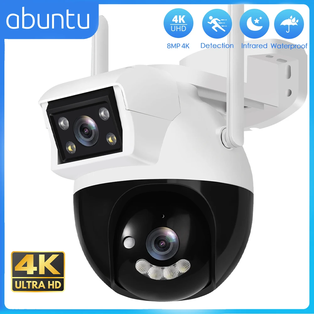 

8MP 4K Dual Screen Wifi Surveillance Camera 4MP IP66 Waterproof PTZ WIFI Camera AI Human Detect Smart Home Security Protection