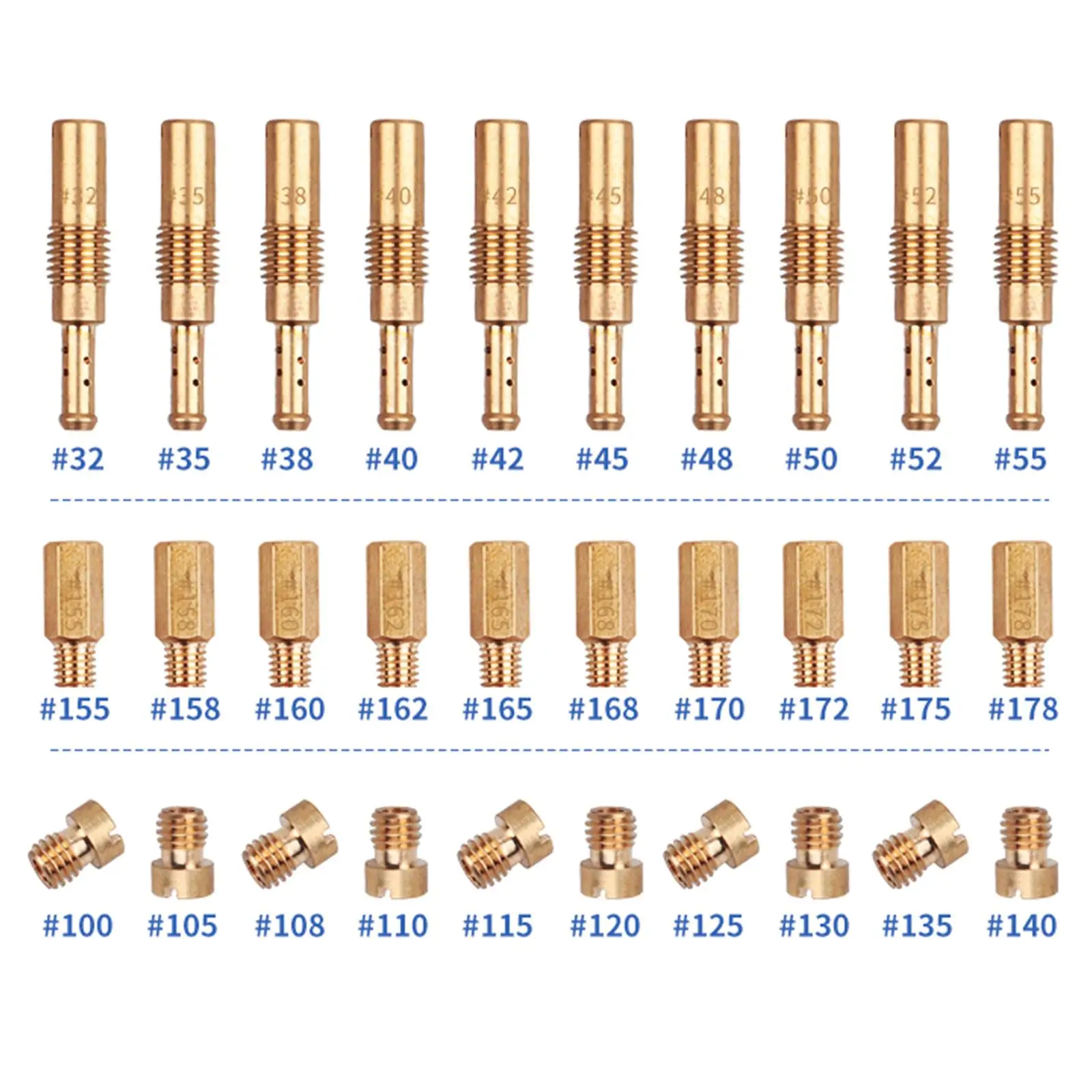 30x Carburetor Main Jet Kit Direct Replaces Professional Slow Jet for Polini 250cc Gy6 Pwk Cvk PE 125cc 150cc 200cc