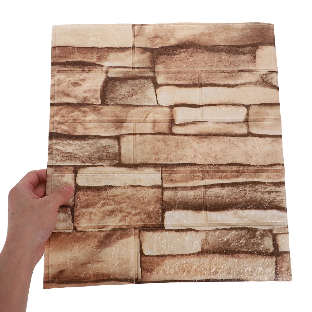 

10pcs Wall Stickers Self Adhesive 3D Foam Rock Texture Peel Stick Decor For Home Bathroom Kitchen Office Indoor Walls Sticky