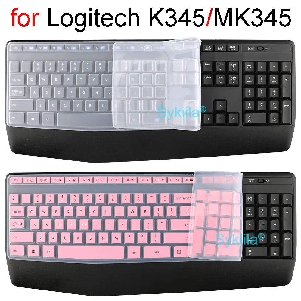 K345 Keyboard Cover for Logitech MK345 K345 Protective Protector Skin Case Black Clear Pink Silicone TPU Skin Computer for Logi