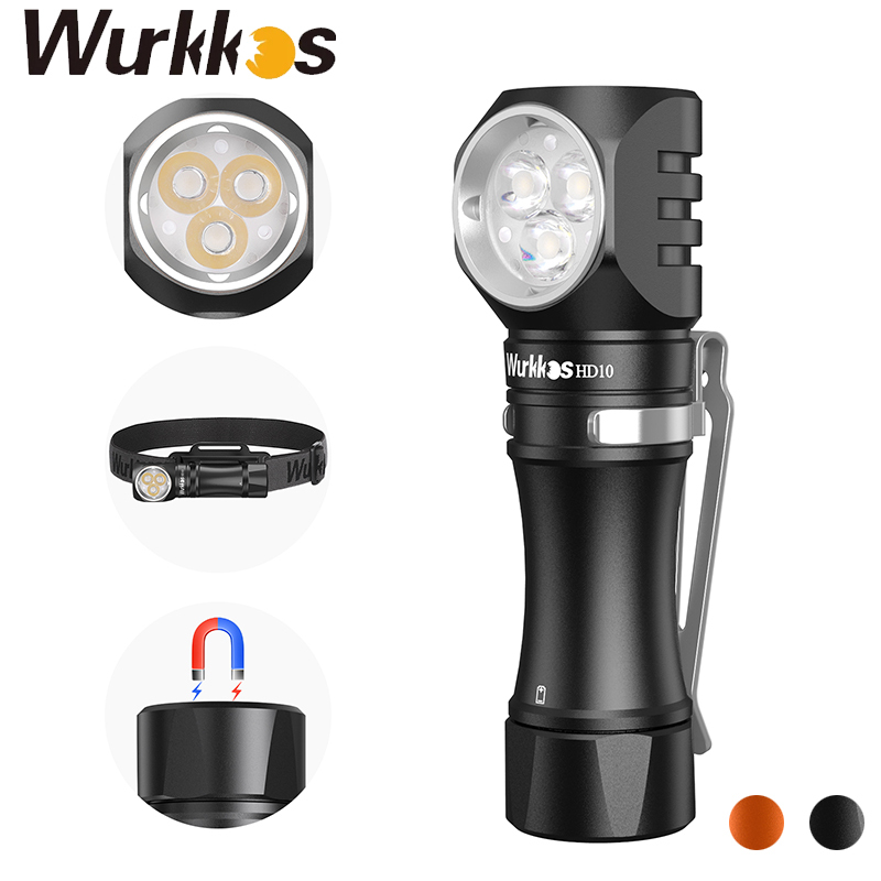  Wurkkos HD10 Headlamp Rechargeable 14500 IP68 Mini EDC 1200Lm 3 90 CRI LEDs + 3 RGB Aux LEDs Anduril 2.0 Fishing Camping Torch 