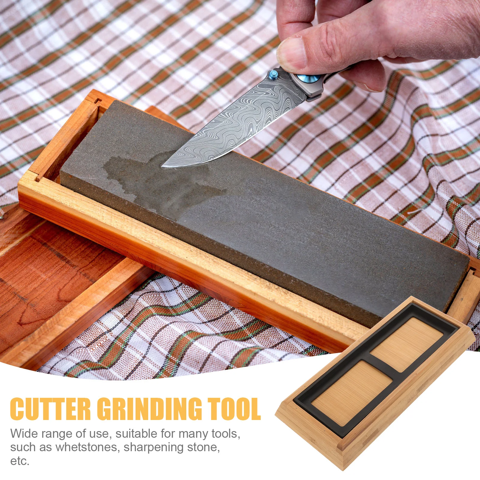 1 set 1 Set Bamboo Whetstone Base Sharpening Stone Holder Kitchen Grinding Tool Stand For Home Daily Sharpener Rack Wet Stones