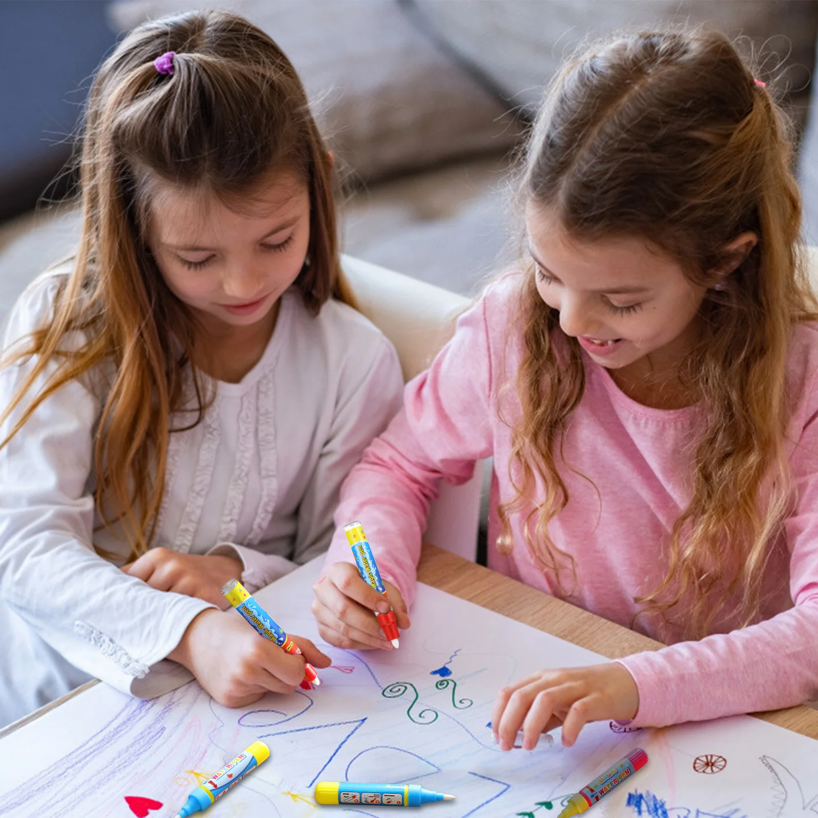 

6Pcs Water Doodle Pens Aqua Drawing Replacement Pens Vibrant Colors Thick Tips for Kids Painting Supplies Leak Proof