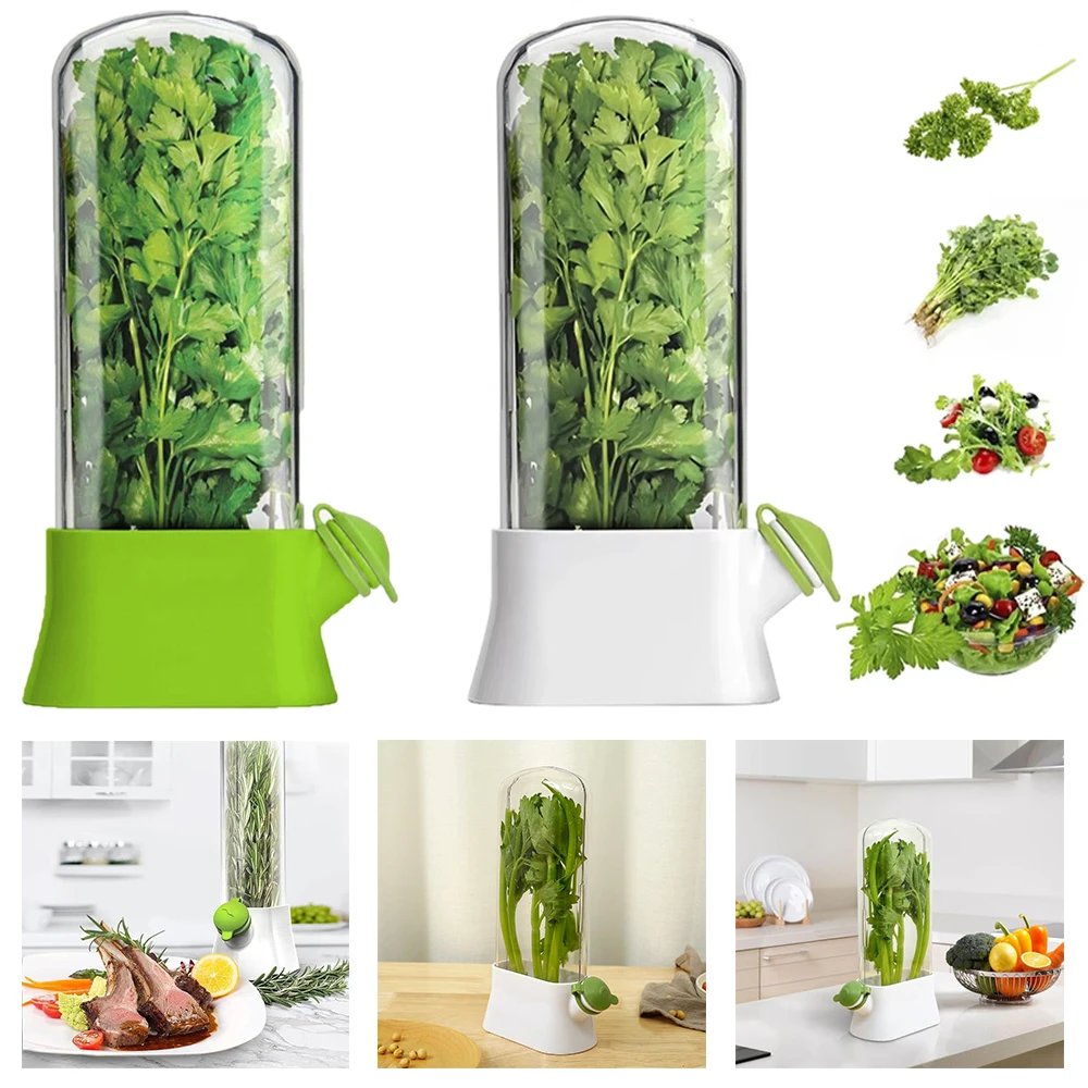 Recipiente para cápsulas de ahorro de hierbas para refrigerador, botella para conservar verduras, mantiene hierba/Cilantro/menta/Parsley/espárragos frescos, 1 ud.