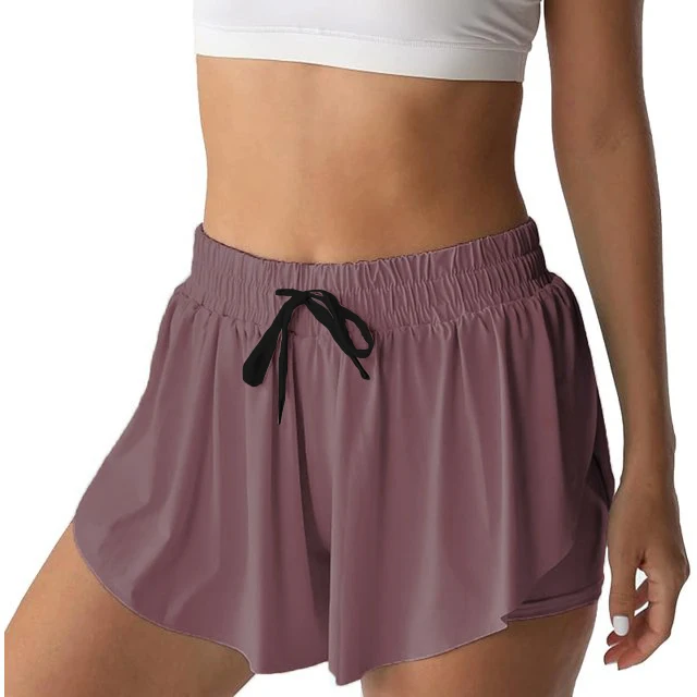 Butterfly Shorts 2 in 1 Flowy Fitness Yoga Shorts for Women Dropshipping Summer Running Sport Shorts Skirt 2-in-1 Tennis Pants