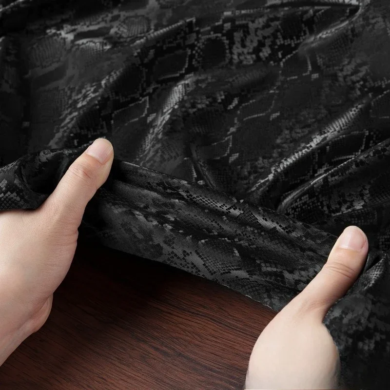 Stretch PU Python Skin Faux Leather Fabric Cloth Material Diy Sewing By The Yard for Wild Style Jacket Skirt Soft Waterproof