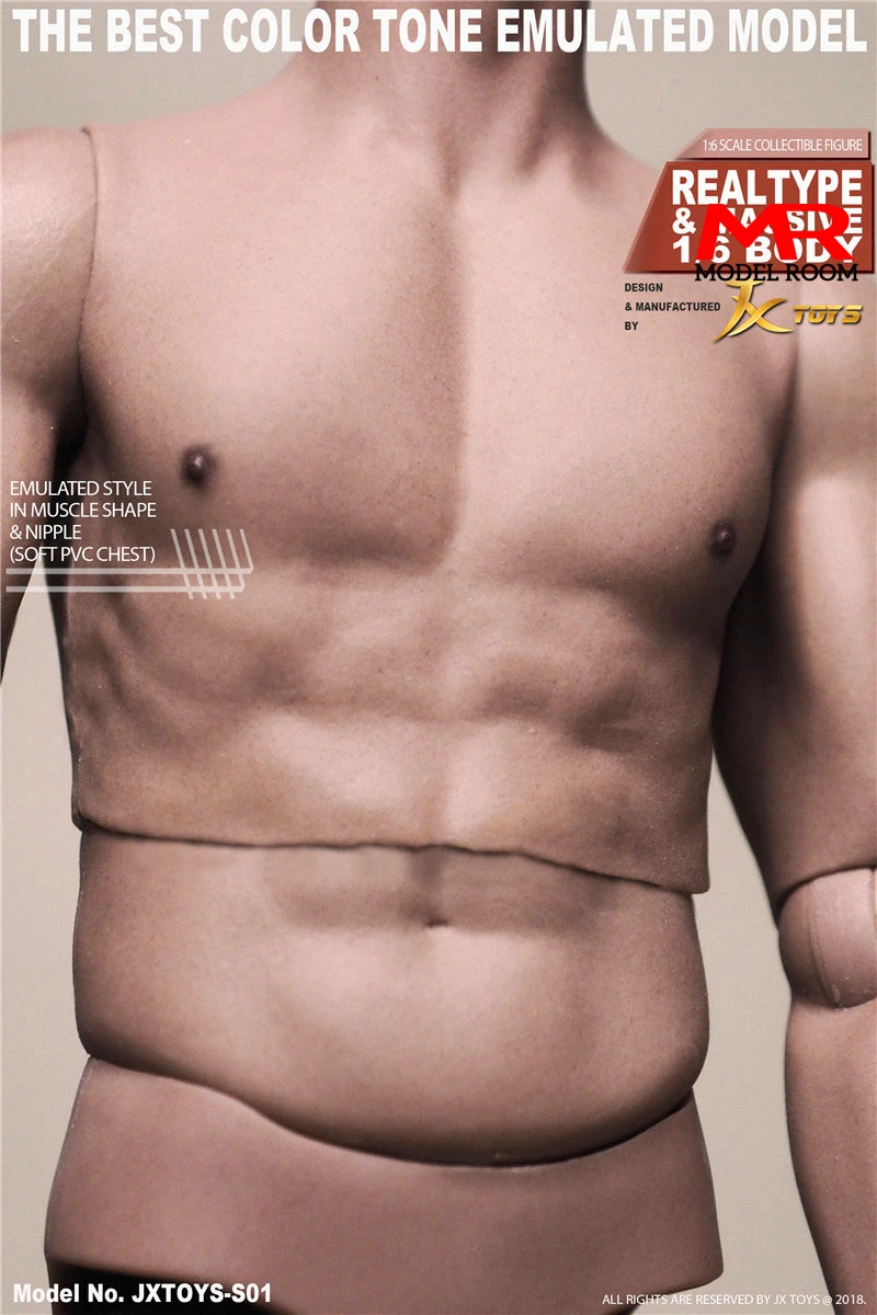 JXtoys S01 S02 S03 1/6 Male Muscle Joint Body JXS01 JXS02 JXS03 12\'\' Super Flexible Action Figure Doll Fit 1:6 Head Sculpt