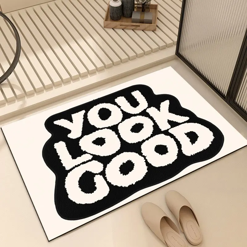 You Look Good Faux Tufted Irregular Flannel Bath Mat Odor Resistant Fluffy Rug For Bathroom Vanity Counter Self Care Gift