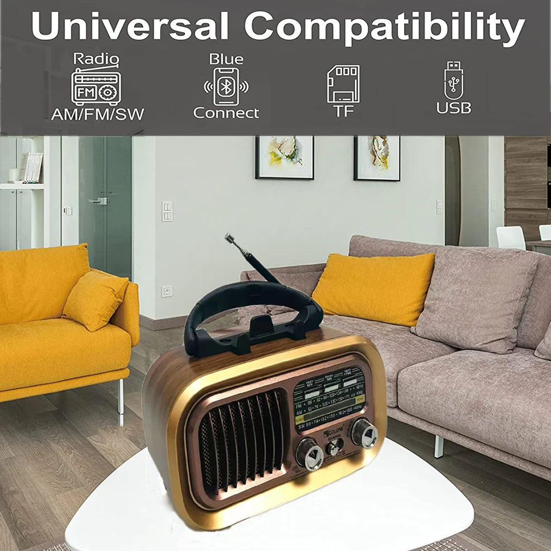 RX-BT628 Portable Retro Home FM AM SW Radio Full Band Charging Wireless Bluetooth Speakers Support USB TF Card Playback Boombox