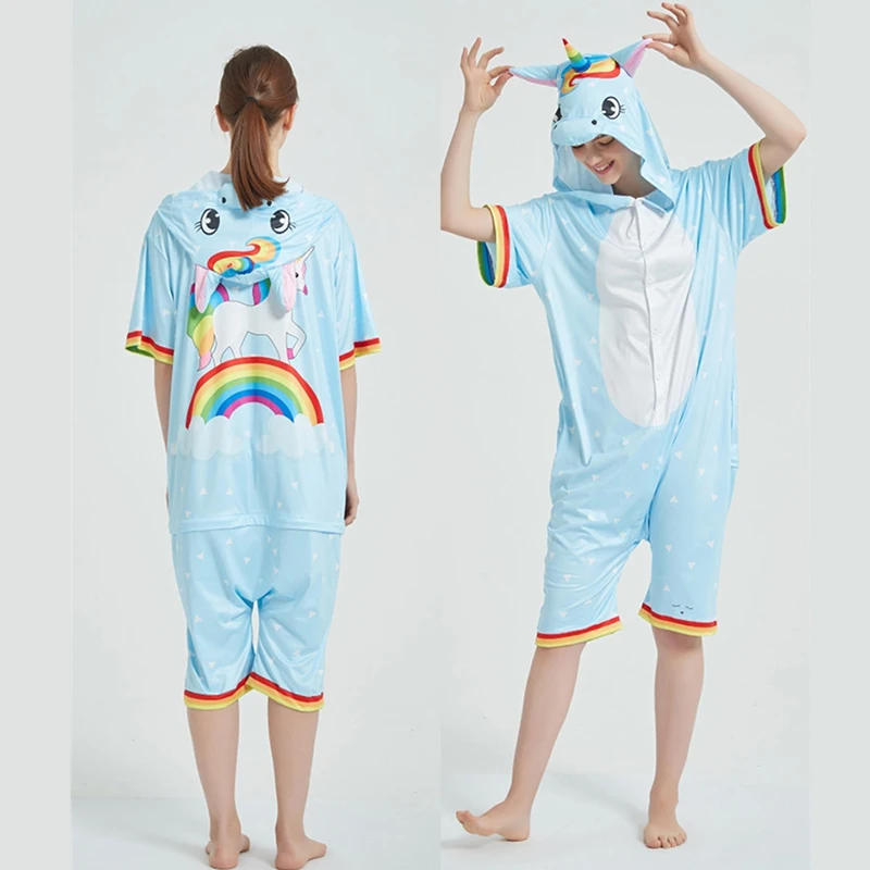 One Piece Hooded Jumpsuits for Adult Kigurumi Panda Pajamas Unicorn Fox Tiger Kids Cartoon Pajamas Boys Girls Onesies Jumpsuit