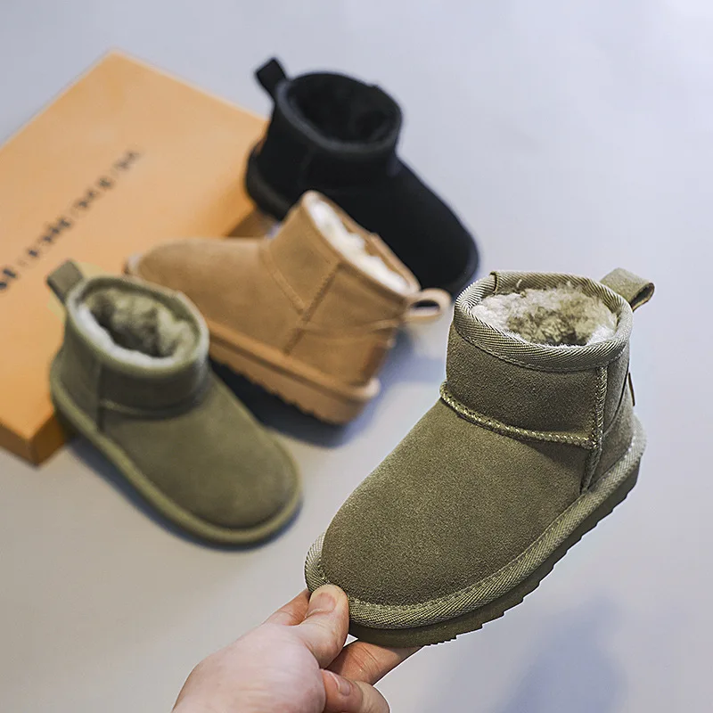 Crianças botas de neve para meninos meninas médio grande crianças outono inverno quente térmico grosso botas de pelúcia 2024 novo clássico