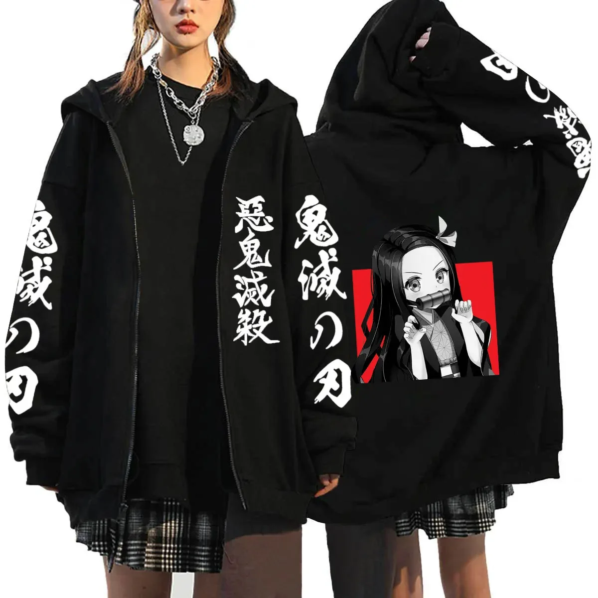 Demon Slayer Zipper Hoodie Roupas Masculinas Women Men Anime Oversized Hoodies Coat Top Femme Full Zip Sweatshirts Jackets