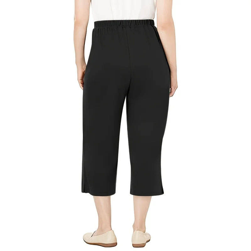 

2026 Women's Plus Size Long Length Wide Leg Pants Elastic Waist Pockets