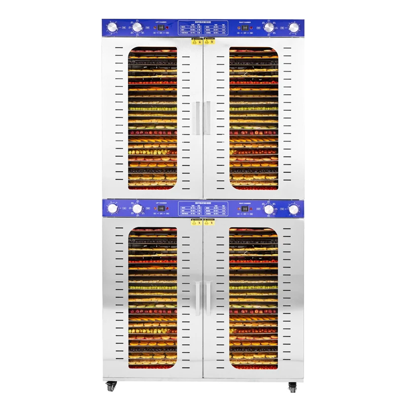 مجفف طعام كهربائي من الفولاذ المقاوم للصدأ - سعة كبيرة 96 صينية مع 4 غرف تجفيف منفصلة لتجفيف الفاكهة والزنجبيل