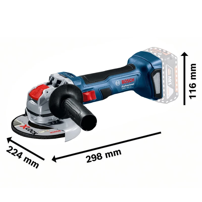 Bosch Angle Grinder GWX 180-LI Cordless Cutting Brushless Motor Lithium Rechargeable Power Tool 18V Angle Grinder with X-LOCK