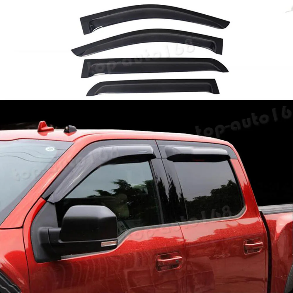 For Ford F-150 4-D 2015-2020 Smoke Black Window Visor Vent Shades Sun Rain Guard