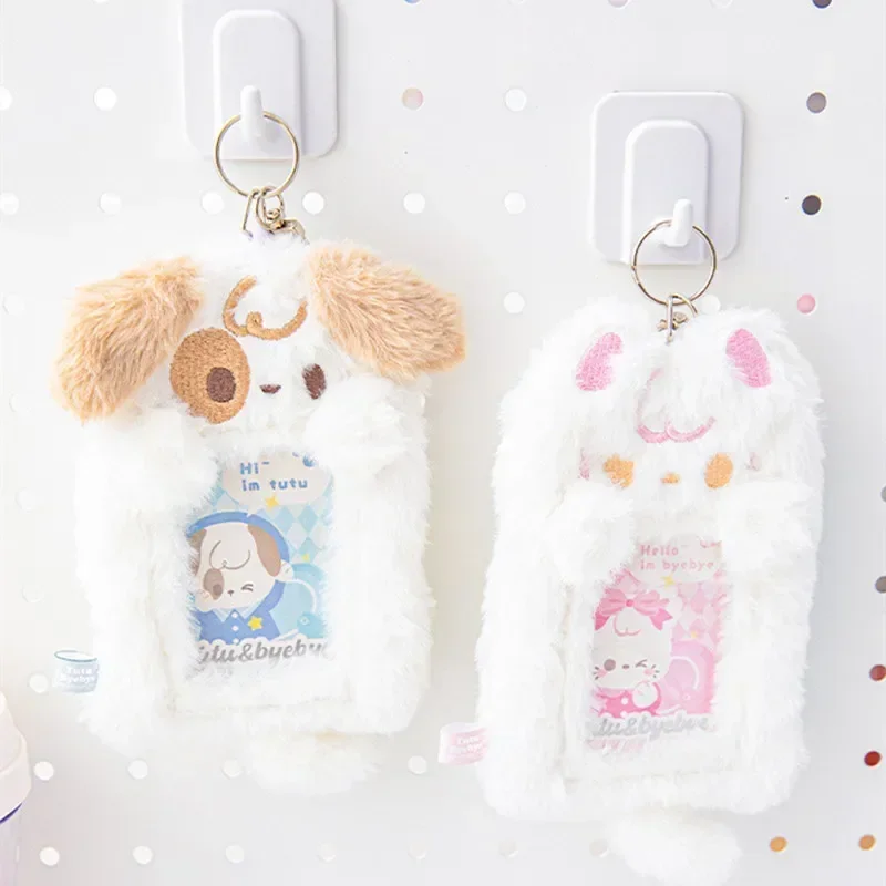 Kawaii Card Holder Fashion Cute Cartoon Rabbit Puppy Style Kpop Idol Photocard Holder Plush Lovely Bus Card ID Card Organizer