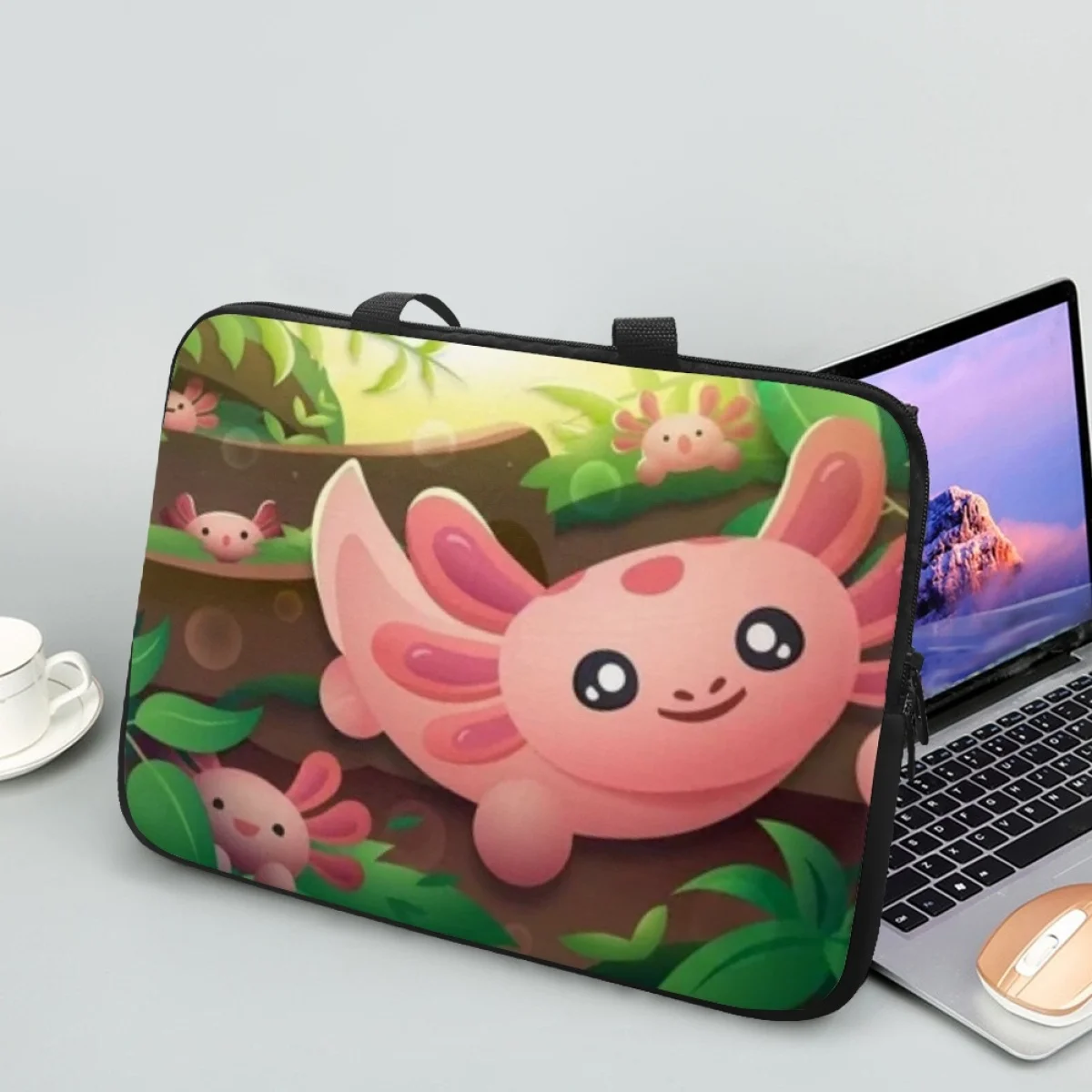 

Computer Laptop Bag Lovely Cartoon Axolotl Case Cover Handle Bag Brand Portable Tablet Travel Universal сумка женская 2023 тренд