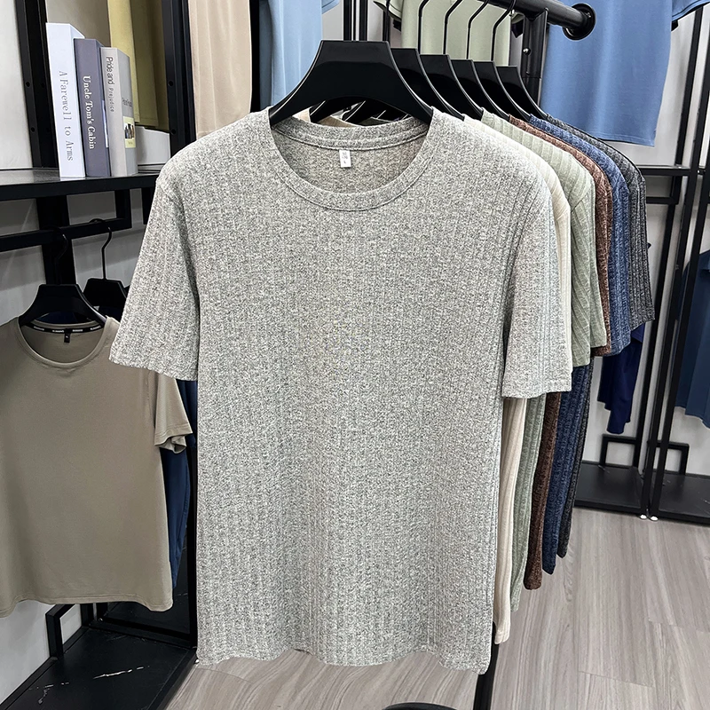 Herren T-Shirts mit Strukturierter Oberfläche und Rundhalsausschnitt, Sommerliche Lässige Atmungsaktive Feuchtigkeitsableitende Oberteile für Männer, Tägliche Kleidung – Detail 19