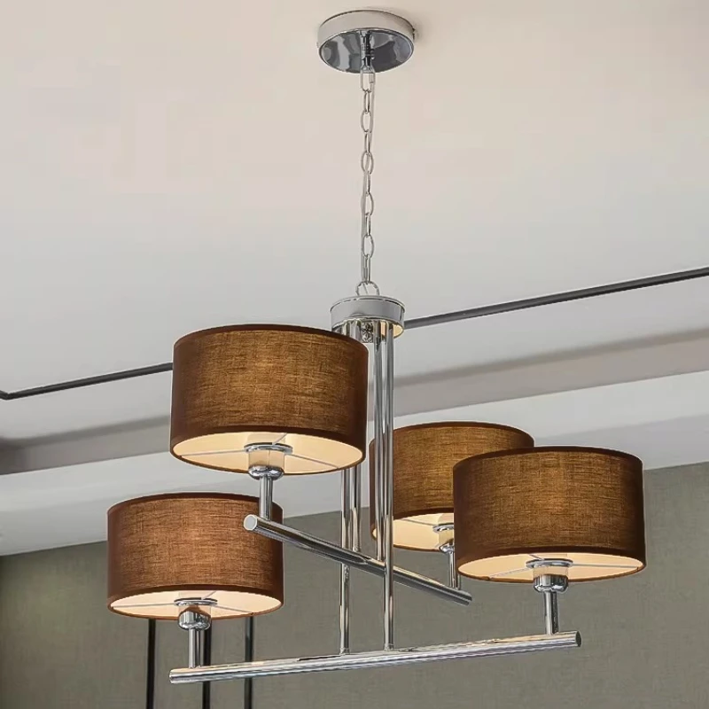 

Modern Luxury Fabric Chandeliers Living Room Dining Table Home Decor Nordic Lamps Hotel Villa Creativity Metal Pendant Light LED