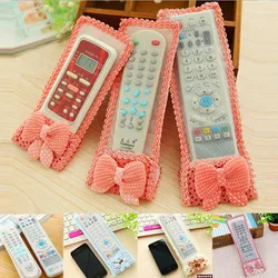 TV Remote Control Case Cover Textile Protective Bag 3 Colors Bowknot Air Condition Remote Control Protector Holder Storage 1PC