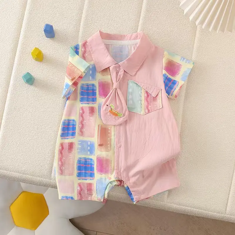 Summer New Baby Romper Shirt Lightweight Fashionable and Versatile Trendy Unisex Outfit for Infants baby clothes