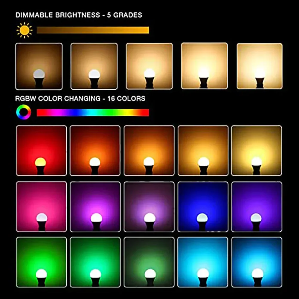 Imagem -02 - Lâmpada Led Rgb com Controle Remoto Dimmable E27 5w 10w 15w Rgbw Rgbww Colorido Mudando Decoração Home