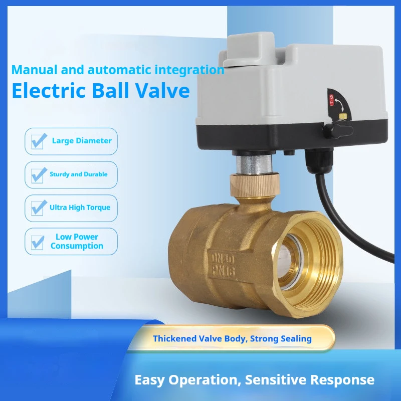 Motorized Ball Valve Actuator AC220V DC12‑24V Electric Valve 3 Wire 2 Control Manual Override DN15 Brass Smart Irrigation