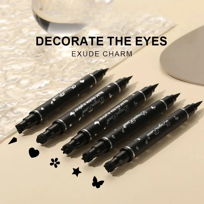 2 IN 1 Butterfly Seal Eyeliner Pen Long-Lasting Waterproof Black Liquid Eye Liner Pencil Star Moon Stamp Eyes Makeup