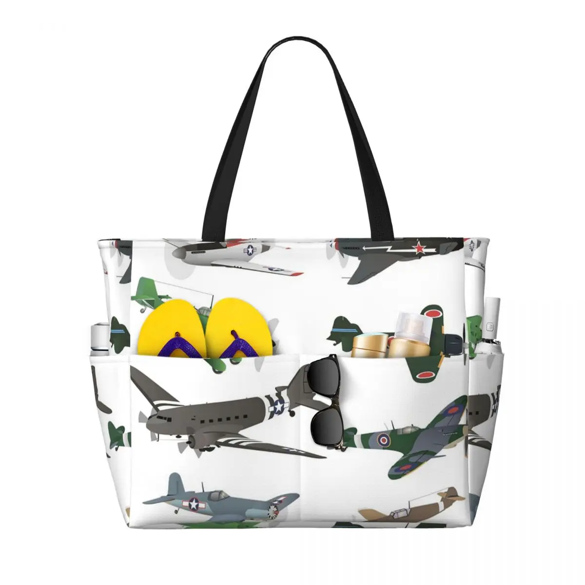 

Пляжная большая сумка с несколькими самолетами времен Второй мировой войны, спортивная сумка для занятий йогой, большая большая сумка, женская дорожная сумка, сумка для фитнеса