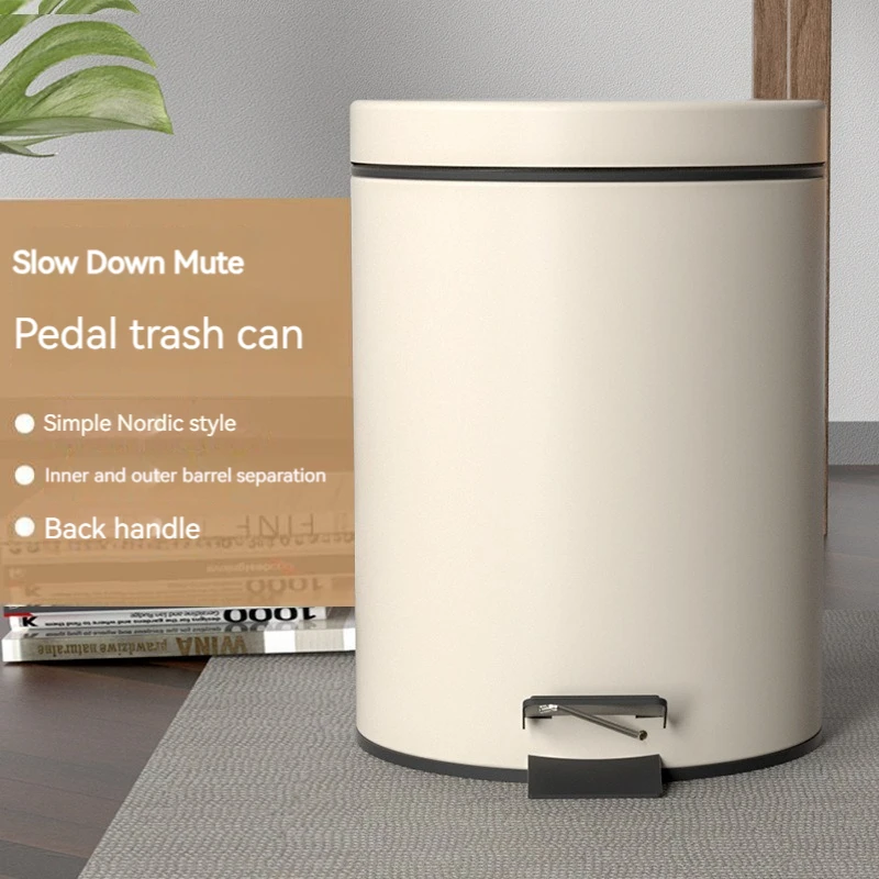 3L/5LFoot Pedal Garbage Bin Oil Proof Trash Can with Soft Close Lid with Garbage Bag Rings Dustbin Step Trash Bucket for Kitchen