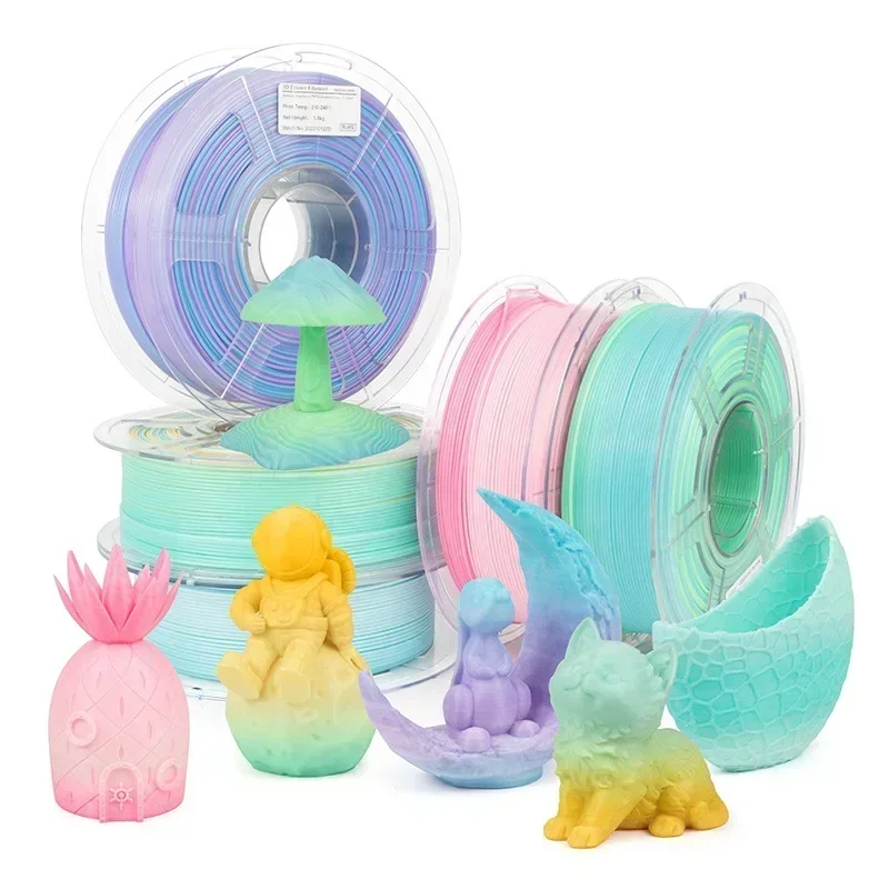 Rainbow Translucent PETG 3D Printer Filament 1.75mm Light Transmission Good Layer Adhesion 3D Printing Plastic Material
