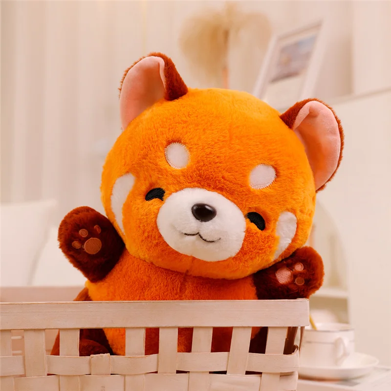 Stuffed Anime Figure Doll Turned Red Panda Plushie Doll Fluffy Hair Red Raccoon Animals Hug Throw Pillow Kids