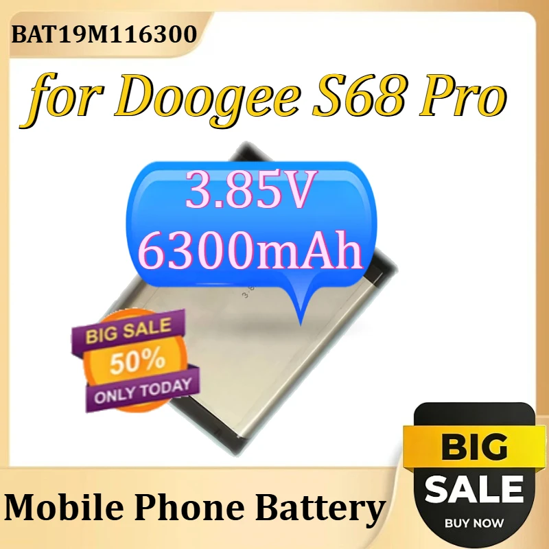 

Аккумулятор Li-Ion BAT19M116300 для мобильного телефона Doogee S68 Pro, 3.85В, 6300мАч