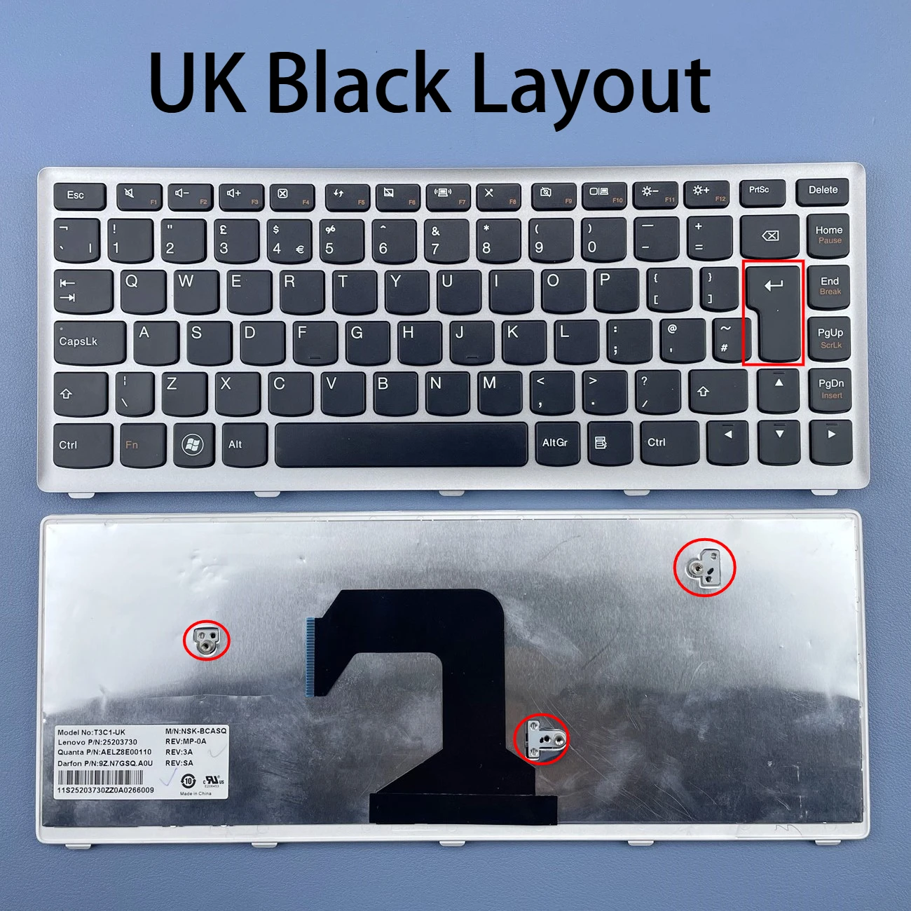 

UK Germany Laptop Keyboard For Lenovo IdeaPad U410 U410-IFI U410-ITH Series With Silver Frame