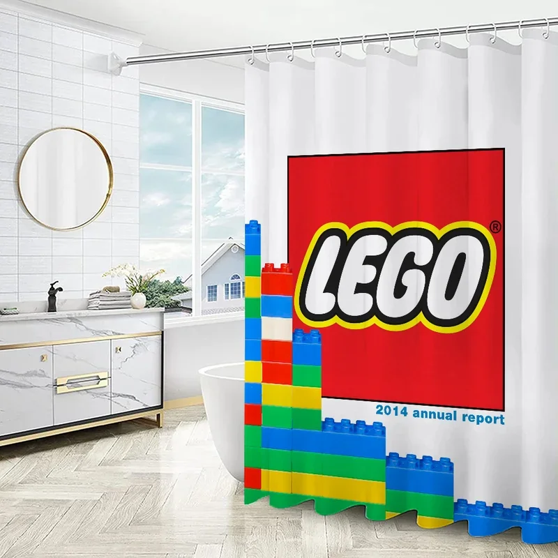 L-LEGO Shower Curtains in the Bathroom Sets Full Set Bath Curtain for Quarto Folding Partition Accessories Bedrooms Houses Rooms