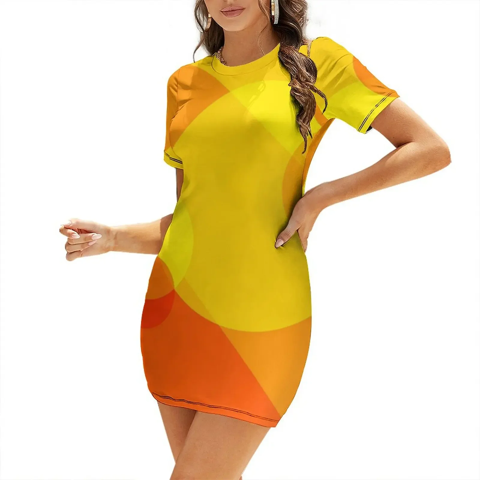 

Orange Spheres Abstract Short-Sleeved Dress clothes for woman Woman fashion women's luxury party dress Dress