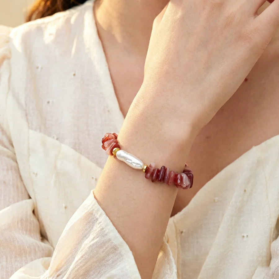 Stylish Irregular Acrylic Beads Bracelet Women Apparel Accessories Imitation Pearl Strand Braslet Vacation Leisure Female Joias