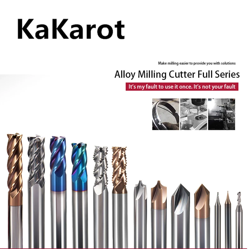 Kakarot Cnc Carbide End Mills 2 3 4 Fluit Tungsten Machine Frees Gereedschap Metalen Key Seat Gezicht Router Bit HRC50 55 65 Molen