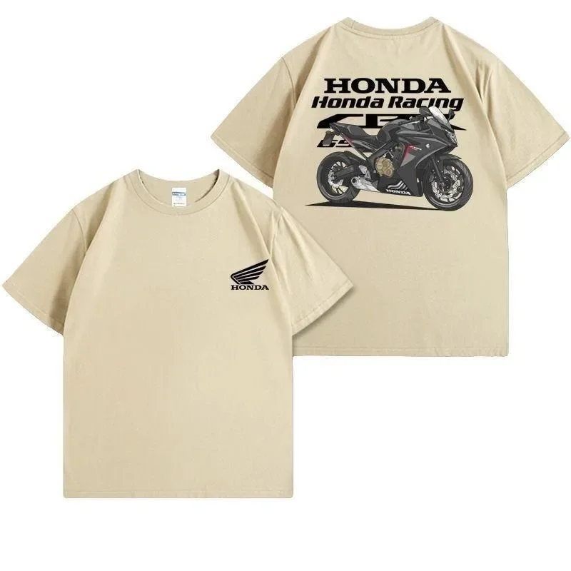 HONDA綿100% 高品質プリントレーシングロゴ ラウンドネック半袖ユニセックスTシャツ