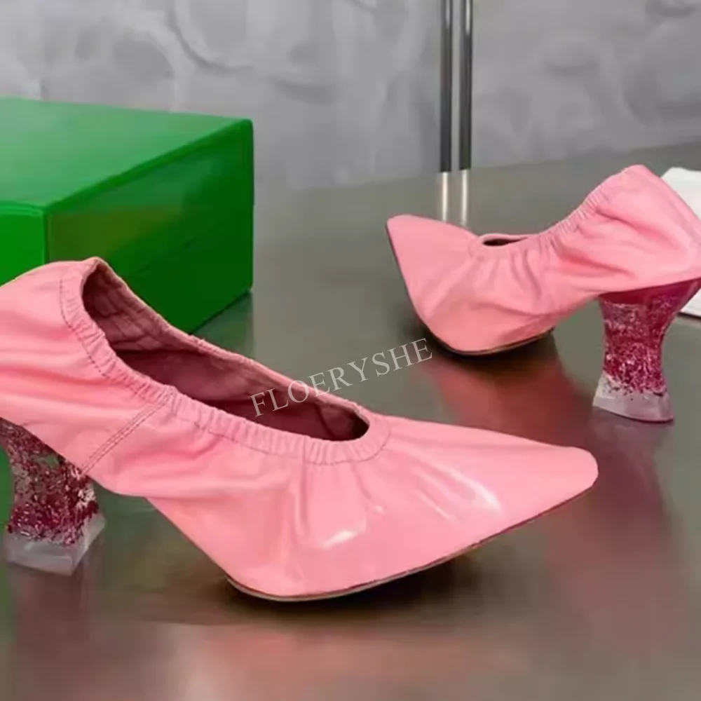 Nieuwe Roze Retro Pompen Zomer Effen Vrouwen Dikke Hak Slip-on Vierkante Neus Temperament Zoete Party Mode Schoenen