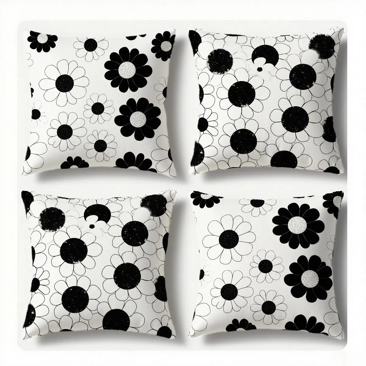 

4-х предметные современные черно-белые наволочки с цветочным узором, минималистичный стиль, создайте свежий элегантный дом, улучшите домашний стиль, костюм