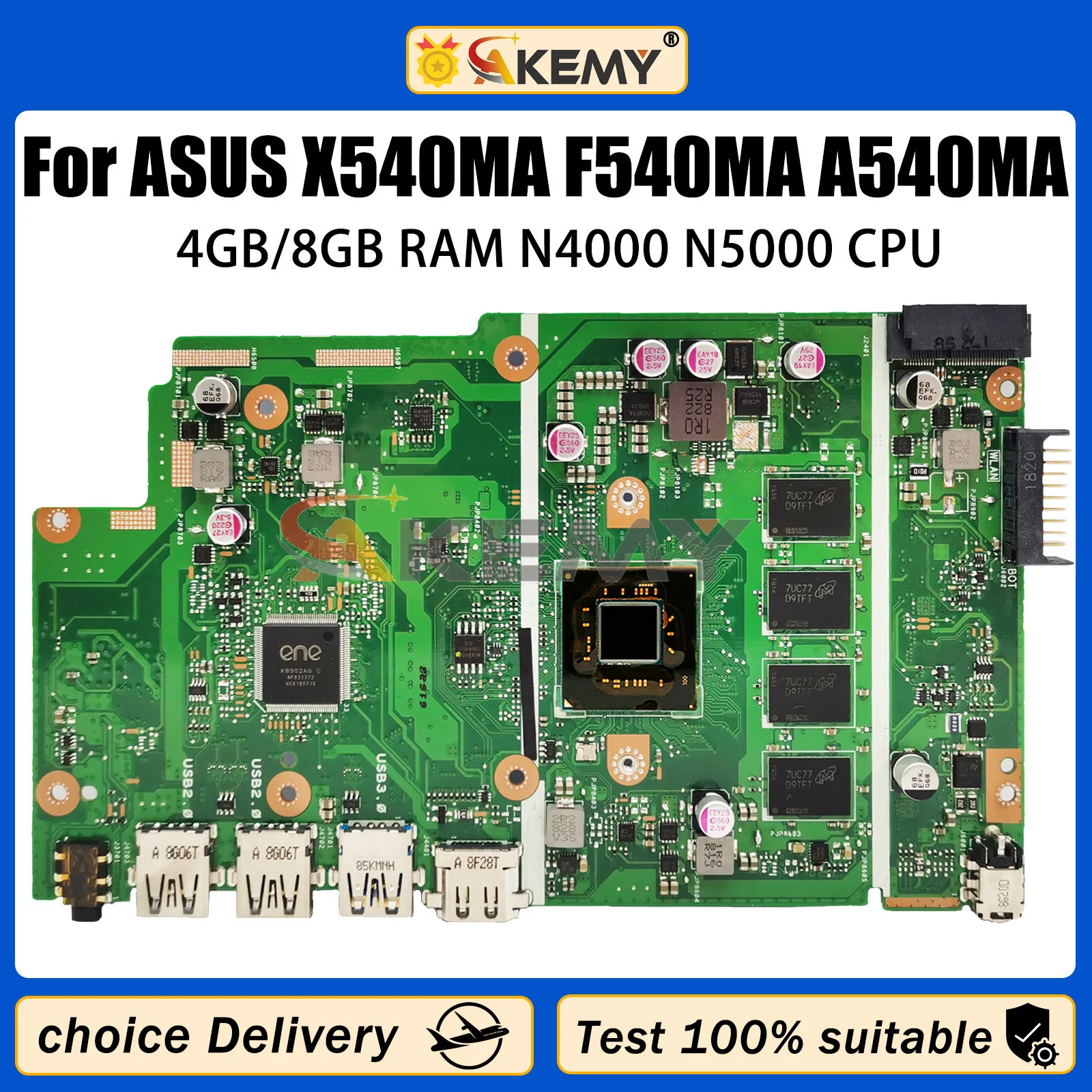 

AKEMY X540MA Notebook Mainboard For ASUS VivoBook X540MAR X540MAS F540M A540M Laptop Motherboard With N4000 N5000 CPU 4G/8G RAM